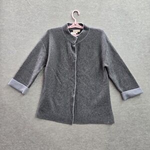 Benedetta B. Women‎ Sweater L Gray Cardigan Merino Wool Cashmere Blend